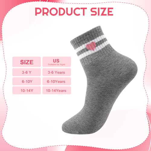 Utensilsto 8 Paar Mädchen Tennissocken, Retro Streifen Herzmuster Socken, Sportsocken für Kinder, Weiche Baumwollsocken mit hohem Rippbund, 3-6 Jahre