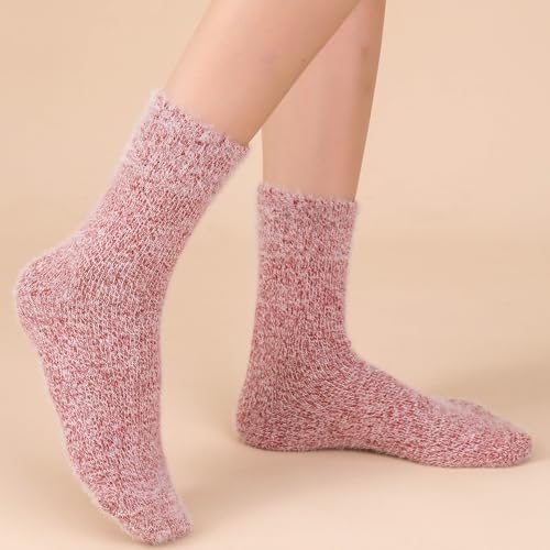 Image of SISOSOCK 5 Pairs Fuzzy Soft Cozy Comfortable Socks for Women, Casual Sleep Comfy Socks, Perfect Warm Winter Gifts for Women