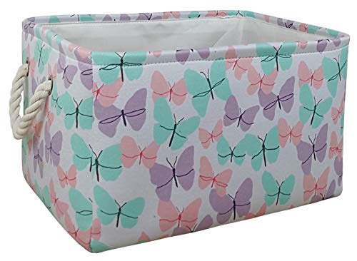Image of KUNRO Toy Bin Waterproof storage organizer for Nursery Hamper Home decor Closet Kids Bedroom Laundry Baby Gift Shelf Baskets (Batterfly)