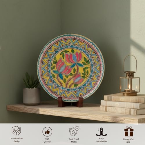 Image of RITUALISTIC Metal Lotus Single Wall Plate for Home Decoration with Stand of 10 Inch,Wall Art for Living Room, Bedrom & Office Decor| Aesthetic Room Decor Items,Wall Show Pieces |Home Decor Gift Items