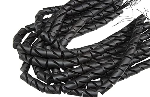 Onyx noir perles cylindre sculpté de 8 pouces pour la création de bijoux DIY - BDSSTR-02917