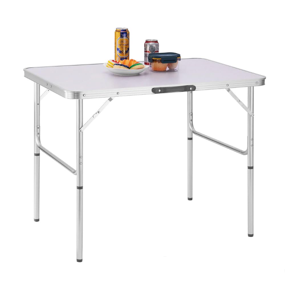 VIRSUS Tavolo Pieghevole da Picnic con Struttura in Alluminio 1208, Gambe Regolabili in 2 Altezze da 25 e 59 cm, Maniglia e Piano in Formica Resistente, Tavolino da Spiaggia (75x55x59 cm)