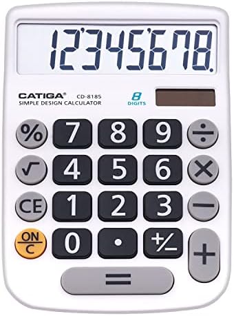 CATIGA CD-8185 Office and Home Style Calculator - 8-Digit LCD Display - Suitable for Desk and On The Move use. (White)