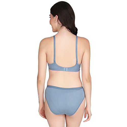 Image of Non Padded Bra Panty Set - Made of Pure Cotton Full Coverage Non Wired Seamless Pushup Soft Cup for T-Shirt Saree Dress Sports Garment for Daily Use Everyday