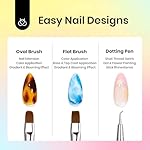 Beetles Nail Art Brushes Set 7 Pcs Double-ended Nail Art Brushes Kit Gel Polish Design Pen Liner Brush Petal Painting Brush Oval Brush Flat Brush Gradient Brush Dotting Pen Gifts for Women - Image 3