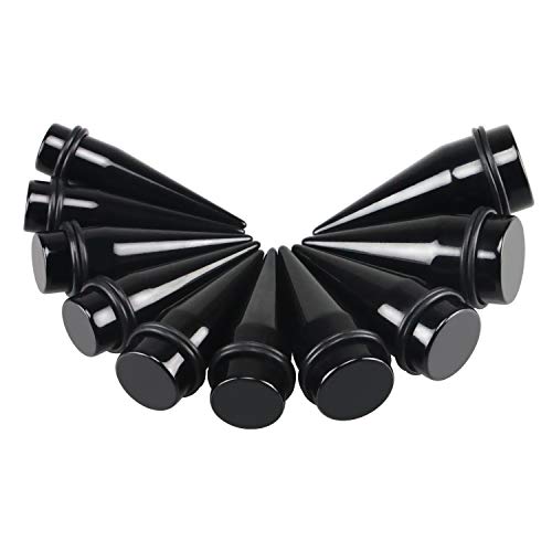 Acrylic Ear Gauge Spiral Taper Stretching and Stainless Steel Single Flare Plugs Flesh Tunnel Eyelet Kit with O-ring 3 Pairs4