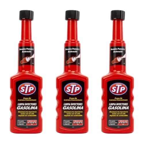 STP - Pack 3 Limpia inyectores Gasolina - Elimina depósitos, Reduce emisiones y ralentí brusco, Mejora Ahorro de Combustible y Potencia - 200x3 ml