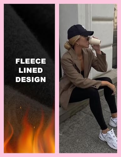 3 Pack Fleece Lined Leggings Women with Pockets - High Waisted Plus Size Winter Thermal Yoga Pants (S-5XL)4