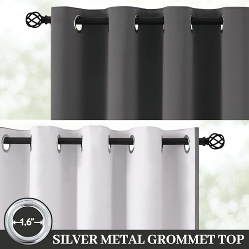 Image of Yakamok Dove Grey 100% Blackout Curtains 84 Inches Long 50 inch Wide 2 Panel | Blackout Curtain Panels for Bedroom, 2 Thick Layers Grommet Top Thermal Insulated Drapes with White Back for Living Room