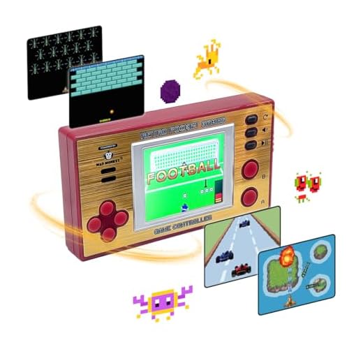 Mad Monkey Retro Mini Spielkonsole, Handheld Spielekonsole für unterwegs, 153 Spiele, Retro Arcade Games, Gold, Rot