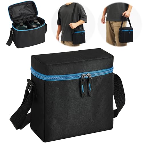 1 LB Propane Tank Carry Bag with Padding, Portable 16 OZ Propane Tank Holder to Hold 2 Pcs Mini Fuel Cylinder, Small Camping Gas Cylinder Storage with Strap, Bag Only