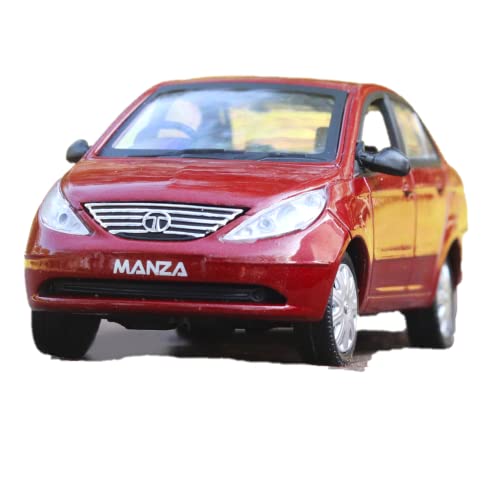 Image of Scale Model Toy Car for Kids-Manza-Free Wheel (Not Pull Back)-Official 1 /43 Die-cast Merchandise-for Boys and Girls Above 3 Years (Manza, Red)