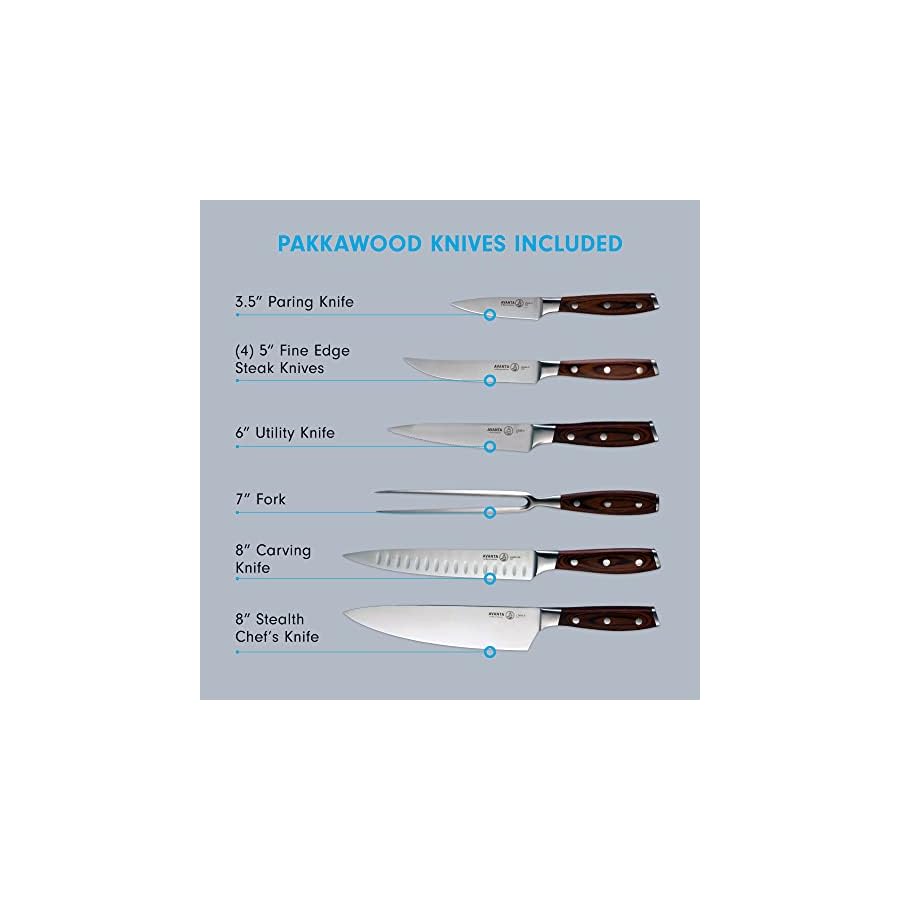 Messermeister-Avanta-10-Piece-Pakkawood-Knife-Block-Set-German-X50-Stainless-Steel-Includes-4-Speciality-Knives-Heavy-Weight-Fork-4-Steak-Knives-Magnetic-Knife-Block Messermeister Avanta 10-Piece Pakkawood Knife Block Set - Oprah's Favorite Things 2024 - German X50 Stainless Steel - 4 Speciality Knives, Heavy-Weight Fork, 4 Steak Knives & Magnetic Knife Block
