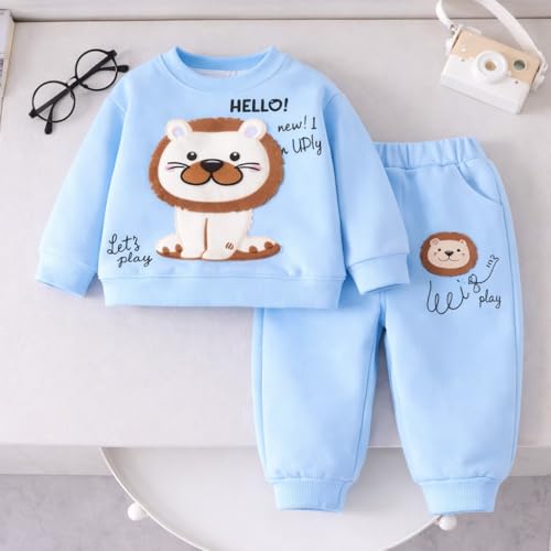 Image of Googo Gaaga Boy's Cotton Full Sleeves Printed Sweatshirt with Pant in Multi Color