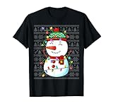 Photo Gallery snowman santa hat christmas tree lights snowman ugly xmas maglietta Photo Gallery snowman santa hat christmas tree lights snowman ugly xmas maglietta