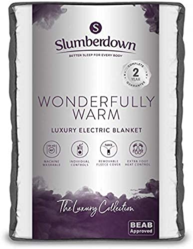 Slumberdown Luxury Electric Blanket Single - Multi-Zone Single Control Fleece Blanket with 9 Heat Settings | BEAB-Approved, Easy Fit Straps & Washable Heated Blanket (150 × 80cm)