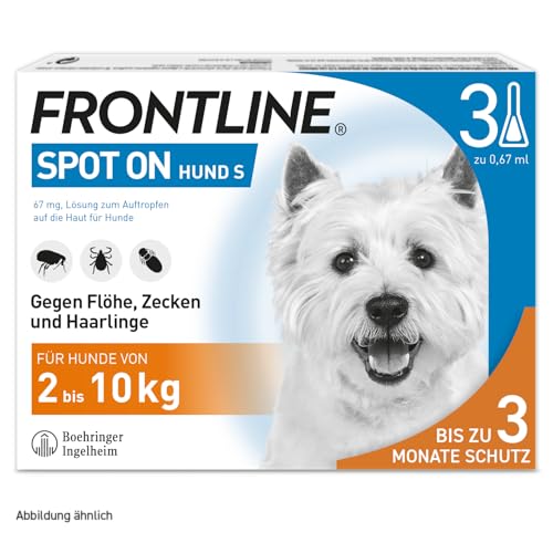 FRONTLINE Spot ON Hund S gegen Zecken, Flöhe & Haarlinge (kleine Hunde 2 bis 10 kg) - 3X Pipetten für bis zu 3 Monate Schutz - wasserfest FRONTLINE Spot ON Hund S gegen Zecken, Flöhe & Haarlinge (kleine Hunde 2 bis 10 kg) - 3X Pipetten für bis zu 3 Monate Schutz - wasserfest