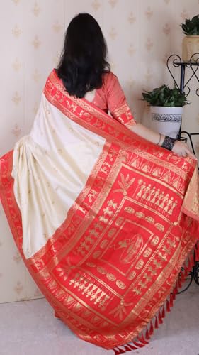 Image of SGF11 Women's Kanjivaram Pure Soft Silk Saree With Unstitched Blouse Piece