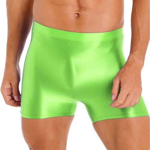 YiZYiF Men's Elastic Nylon Glossy Underwear High Waist Sports Bottoms Swimming Trunck Boxer Shorts