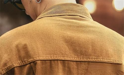 Yeuyyben Men Oversize Cowboy Coat Brown Cotton Denim Jackets Man Retro Outwear4