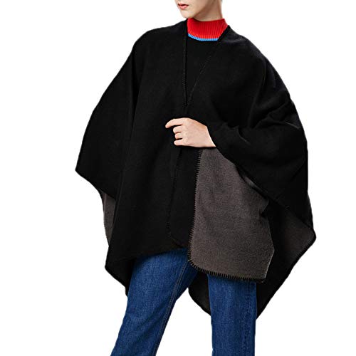 MeOkey Poncho para Mujer de Invierno Cárdigan de Elegante Abrigada Calentito Diseño Casual Simple Manta Chal 150 x 130 CM