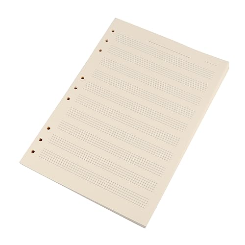 Lurrose 100枚 ルーズリーフ原稿用紙 白紙の五線紙 ジャーナルノート 罫線入りの紙 デジタルノート 詰め替え可能な 音楽原稿用紙 ミュージシャン向けリフィル 白い
