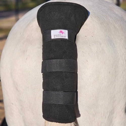 Premium-Horse-Tail-Wrap-Protector-Soft-Padded-Fleece-with-Adjustable-Non-Slip-Tabs-for-Horses-Durable-Tail-Guard-for-Travel-Show-and-Daily-Use-Black
