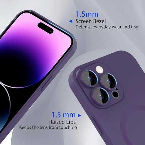 Image of DIZORO Magnetic Case for iPhone 13 Pro Max Cover [Compatible with MagSafe][Built-in Camera Lens Protector] Slim Soft Silicone Bumper Shockproof Metallic Luster Back Cover Phone Cases (Deep)