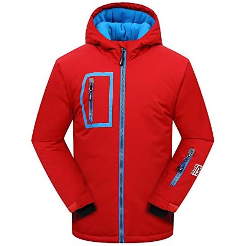 PHIBEE Big Boy's Waterproof Breathable Snowboard Ski Jacket Red 6 Cover