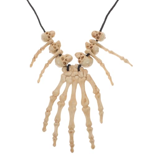 Amosfun Skull Pendant Necklace Skeleton Head Hand Bone Charm Cosplay Fancy Party Jewelry