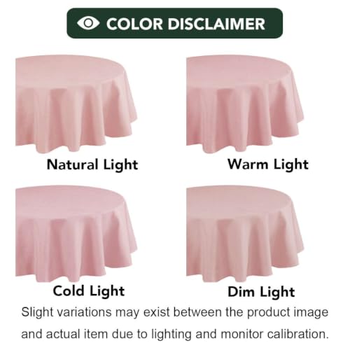 H.VERSAILTEX Linen Textured Table Cloths Round 70 Inch Premium Solid Tablecloth Spill-Proof Waterproof Table Cover for Dining Buffet Feature Extra Soft and Thick Fabric Wrinkle Free, Baby Pink by H.VERSAILTEX - Used condition - Image 7