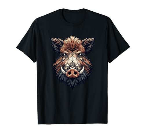 Geometric Art Cochon Sauvage Chasse Sanglier Chasseur T-Shirt