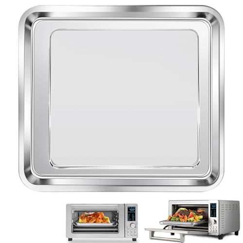 Air Fryer Baking Pan for Nuwave Bravo 12 in 1 21 Qt Air Fryer Toaster Oven, 11.2'' * 10.5'' Air Fryer Grill Pan Grill Plate Crisper Plate Rack Parts Accessories Tray, Steel