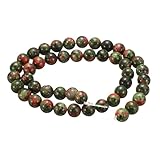 QUARKZMAN 50 Stück Natürliche Steinperlen 8mm Grüner Chalzedon Runde Edelstein Lose Perlen Echt Authentisch Glatte Kugeln Perlen Für Schmuckherstellung Armbänder Halsketten Ohrringe DIY