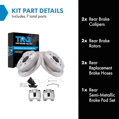 Image of TRQ Rear Brake Pad and Rotor Set Semi Metallic Calipers Compatible with 2000-2003 Ford F-150 2004 F-150 Heritage