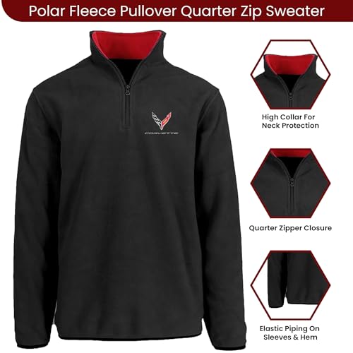 JH Design Men’s Chevy Corvette C8 Quarter Zip Fleece Sweatshirt 2 Colors2