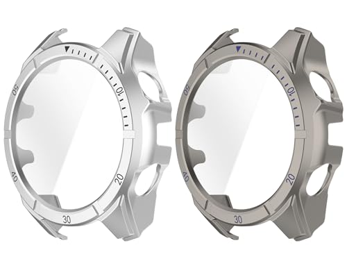 SHEAWA for Garmin�K�[�~�� Fenix 8 Dual Power 51mm �P�[�X �J�o�[ 2�Z�b�g PC+�����K���X�t�B���� ������ �S�ʕی� 9H�d�x ��̌^�ی�P�[�X �ی�J�o�[ �ϏՌ� �A�N�Z�T���[ (�V���o�[+�_�[�N�O���[)