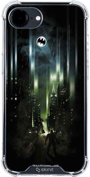 Skinit Clear Phone Case Compatible with iPhone 16e - Officially Licensed DC Comics Batman On City with Moon Art Design