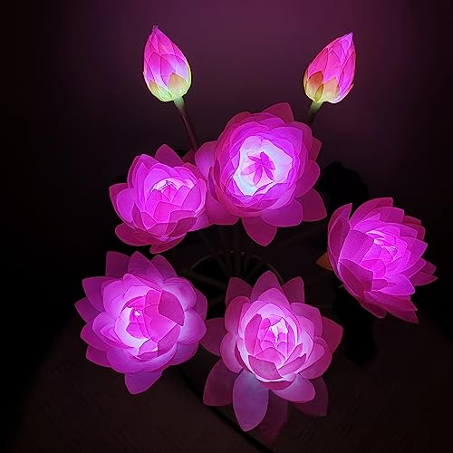 Yunbiaosen FL-HP-CDLH02 Lotus Light Led Flower Lights Buddha Lamp Fo Lamp Artificial Lily Flower Lamp 7 Heads thumb #4