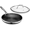 HexClad Hybrid Nonstick 25 cm Frying Pan with Tempered Glass Lid, Stay-Cool Handle, Dishwasher and Oven Safe, Induction Ready, Compatible with All Cooktops