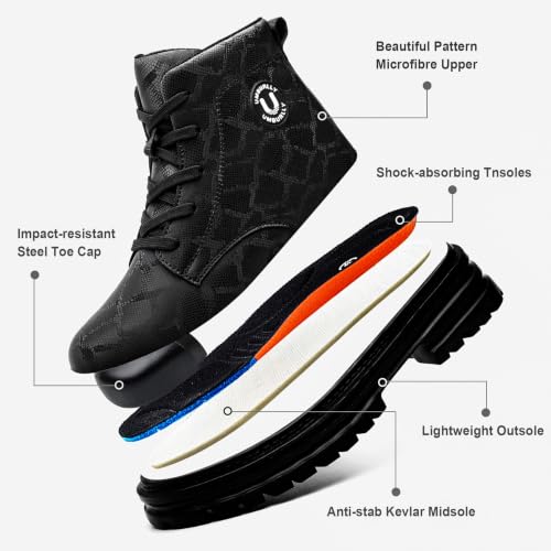 Image of Hogent Steel Toe Boots for Women Men - Lightweight Breathable Work Boots