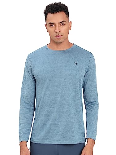 Image of TECHNOSPORT Men's Polyester Solid Slim Fit T-Shirt