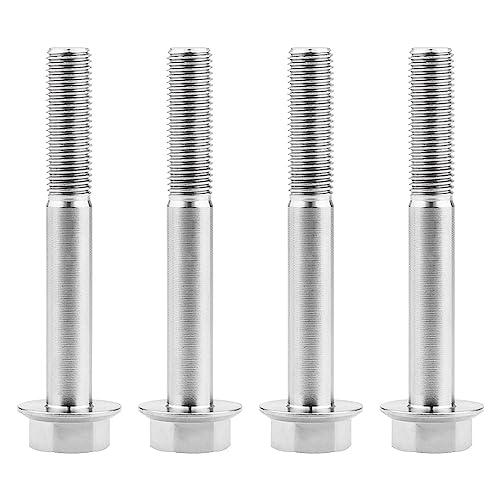 Image of Ti Screws M10 x 20 25 30 35 40 45 50 55 60 65 70 75 80 90 100mm 1.25 Pitch Titanium Flange Hex Bolt Pack of 4 (Silver, M10x100mm)