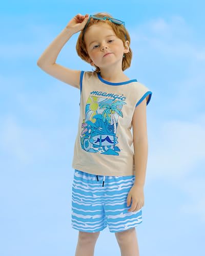 Image of maamgic Boys Swim Trunks with Compression Liner Quick Dry Swim Shorts Anti-Chafe Boy Bathing Suit