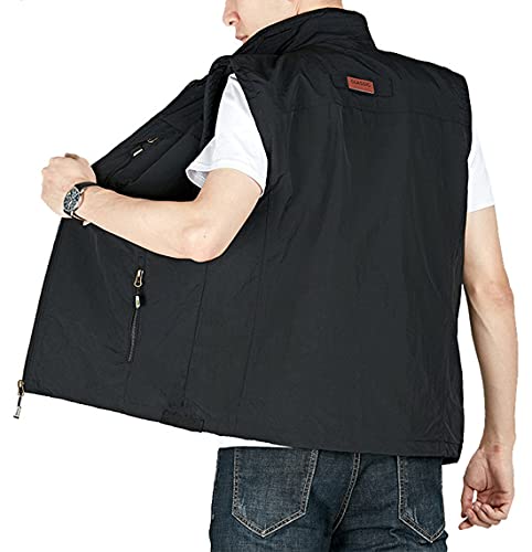 Gihuo Men's Casual Outdoor Lightweight Quick Dry Travel Vest Outerwear (Black, Medium) #TOP3