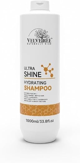VELVETREE ULTRA SHINE Hydrating Shampoo 1000ml | Keratin & Wheat Protein Formula for Dry, Damaged, and Color Treated Hair...