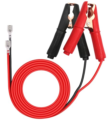 HuaLiSiJi Pinzas para Cable de Bateria 12V 24V 14AWG 30A, Pinzas Cocodrilo Bateria con Terminal Eléctrico Plano de 6,3 mm, Material de Cobre Puro con Fundas Aislantes (1.5m)
