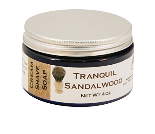 Tranquil Sandalwood All Natural Handmade Cream Shave Soap, 4 oz