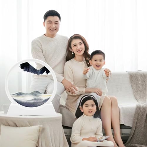 AzureLeap Sandbilder zum Drehen 3D Sandscape die Sandkunst in Tiefsee Fließende Sandmalerei Sandbild Geschenke Sanduhr Deko Aesthetic für Büro Wohnzimmer Schreibtisch Erwachsene (7-SCHWARZ)