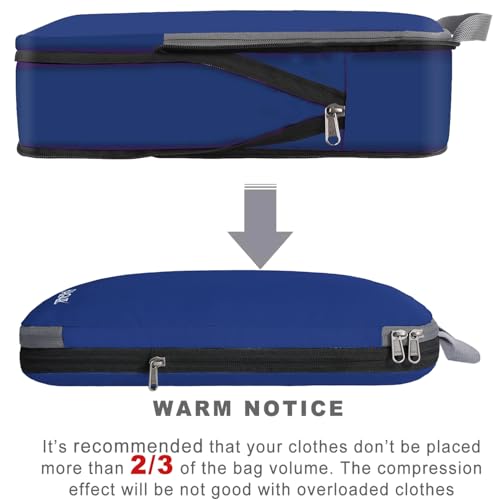 Image of BAGAIL 4 Set /6 Set /8 Set Compression Packing Cubes Travel Accessories Expandable Packing Organizers (Cloth Pattern, 4-Navy)